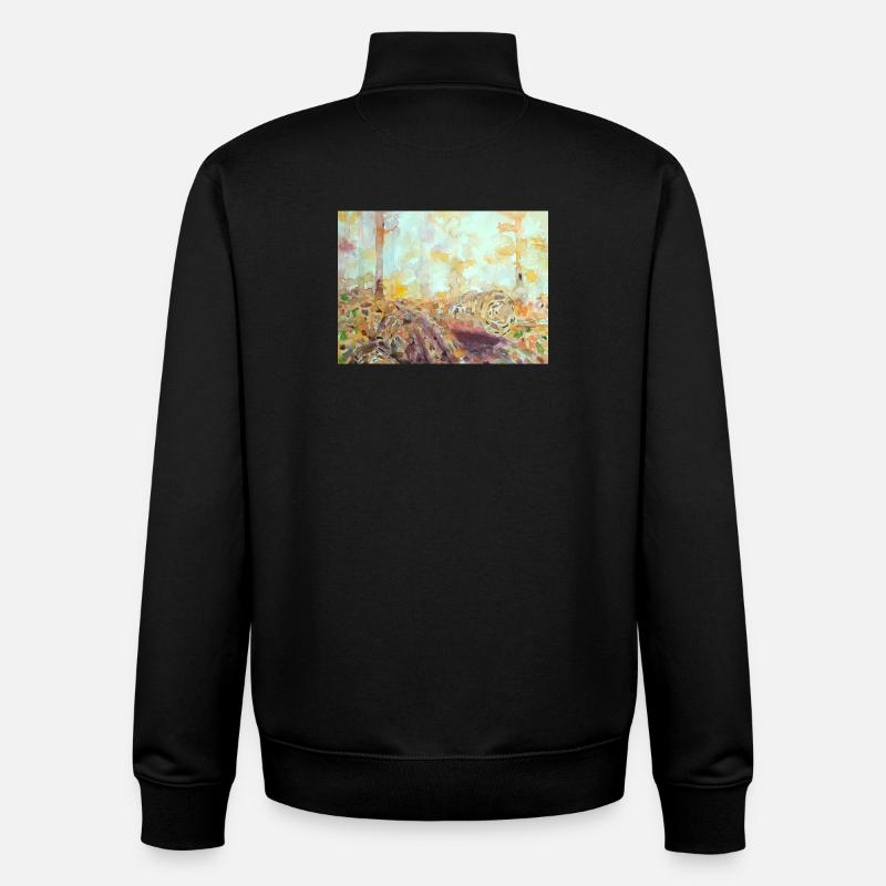 Wald-Aquarelllandschaft im Herbst - Unisex Organic Zip Sweatshirt von Stanley/Stella - Schwarz