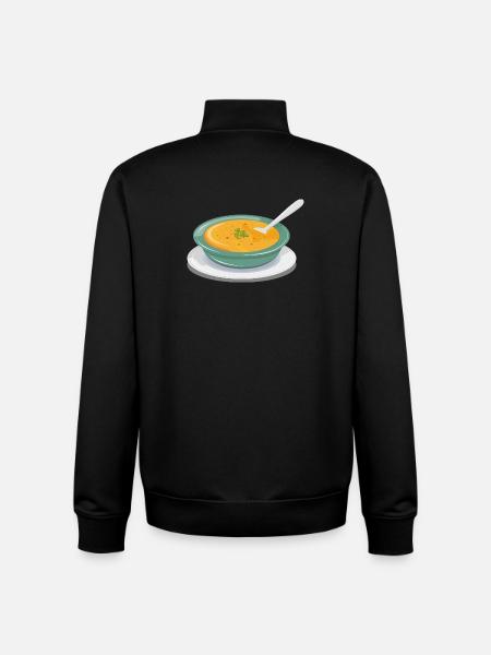 Grønnsaksuppe i en tallerken med en skje - Unisex genser med glidelås i økologisk bomull Stanley/Stella - svart