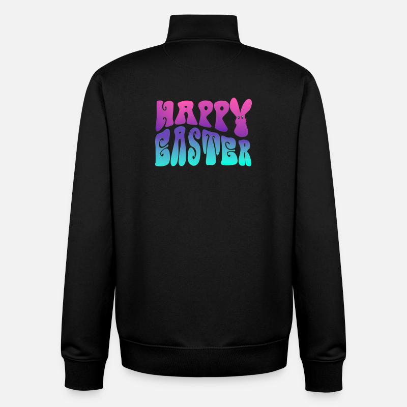Happy Easter lettering - Unisex Organic Zip Sweatshirt by Stanley/Stella - black