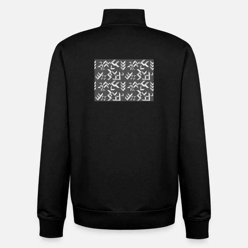Triangles de motifs déco gris-blanc - Sweat zippé unisexe en coton bio Stanley/Stella - noir