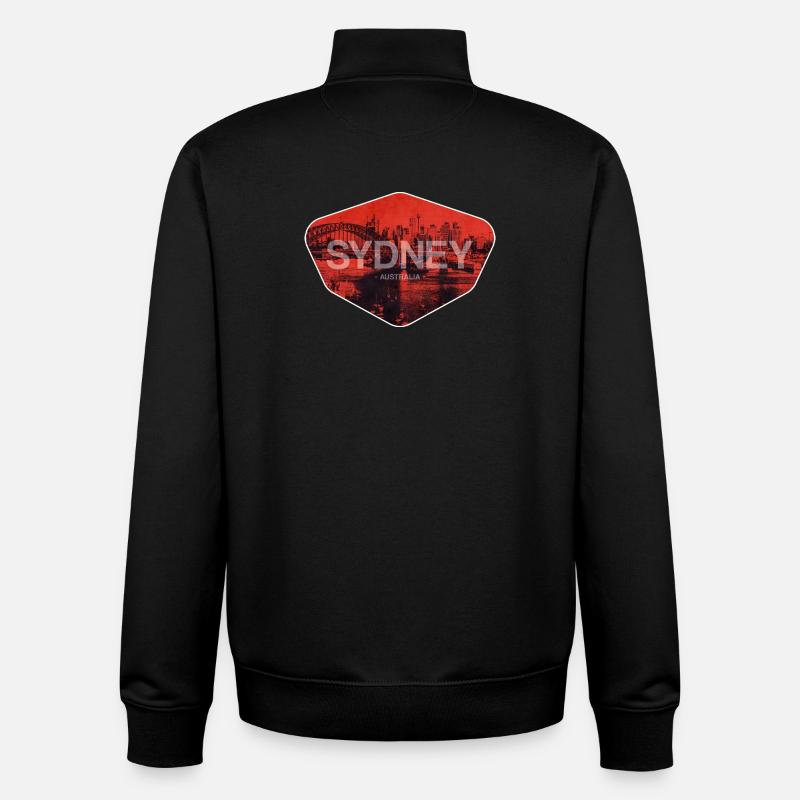 Sydney Retro Skyline Print - Unisex Organic Zip Sweatshirt by Stanley/Stella - black