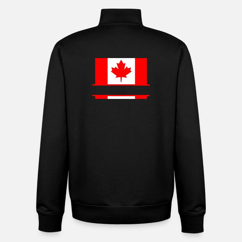Drapeau du Canada avec un espace de la feuille d’érable pour le texte - Sweat zippé unisexe en coton bio Stanley/Stella - noir