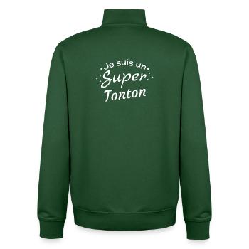 Je suis un Super Tonton Original - Sweat zippé unisexe en coton bio Stanley/Stella - vert bouteille - Dos - AI Model Male 185 dark (185cm)