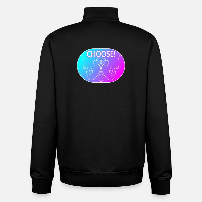 Line Art Drawing - Choose - Unisex Organic Zip Sweatshirt by Stanley/Stella - black