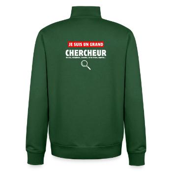 searching, seeking, losing your keys - Unisex Organic Zip Sweatshirt by Stanley/Stella - bottle green - Back - AI Model Male 185 dark (185cm)