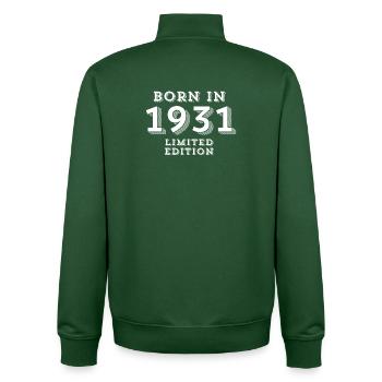 93 years, year of birth, date of birth - Unisex Organic Zip Sweatshirt by Stanley/Stella - bottle green - Back - AI Model Male 185 dark (185cm)