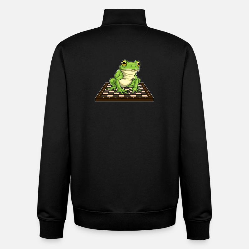 Grenouille Échiquier Échecs - Sweat zippé unisexe en coton bio Stanley/Stella - noir