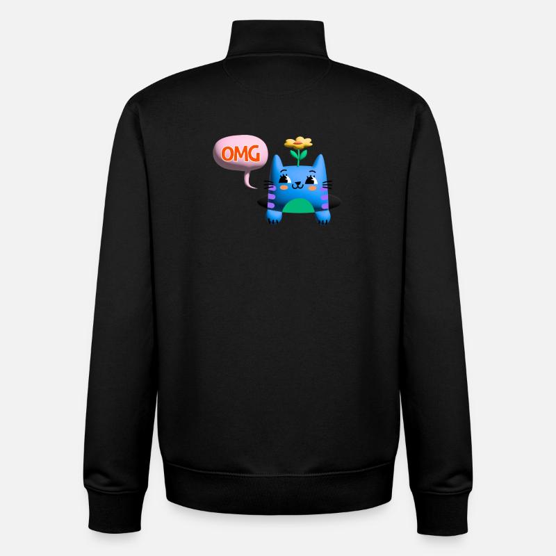 OMG chat mignon bulle 3d - Sweat zippé unisexe en coton bio Stanley/Stella - noir