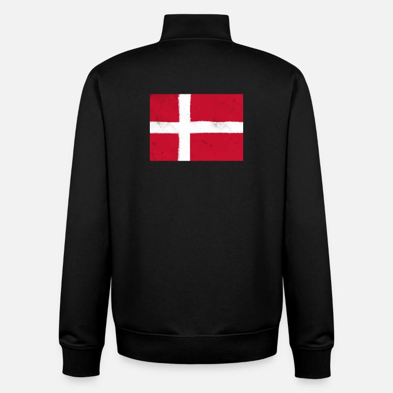 Drapeau du Danemark – couleurs nationales du Danemark - Sweat zippé unisexe en coton bio Stanley/Stella - noir