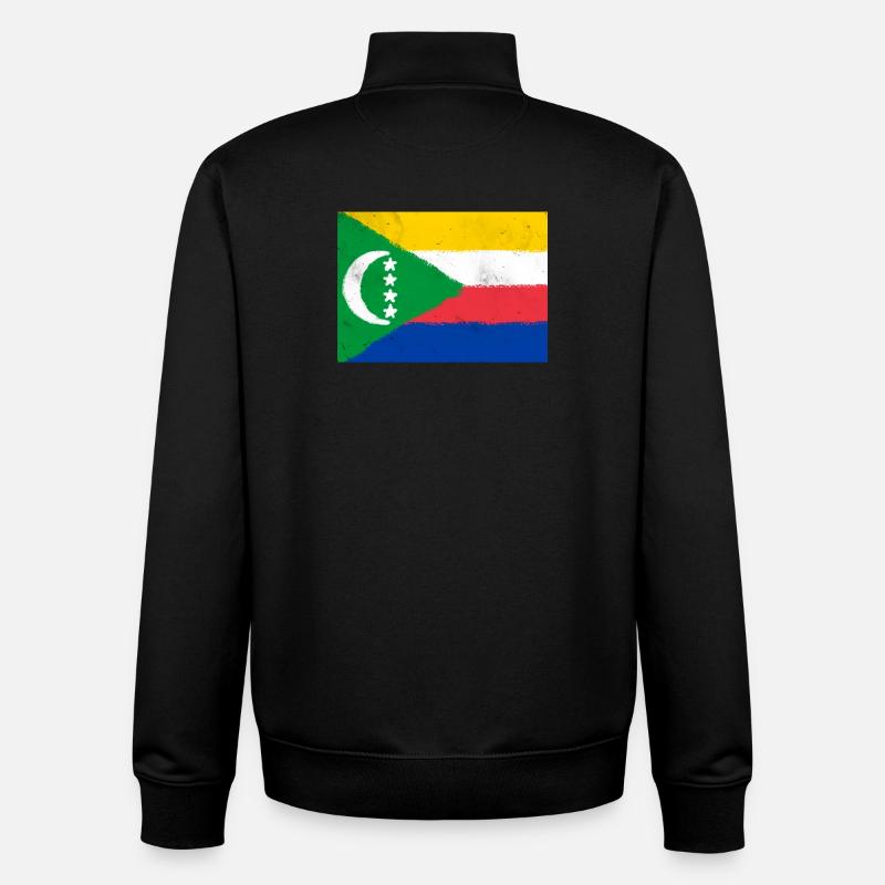 Drapeau des Comores - Sweat zippé unisexe en coton bio Stanley/Stella - noir