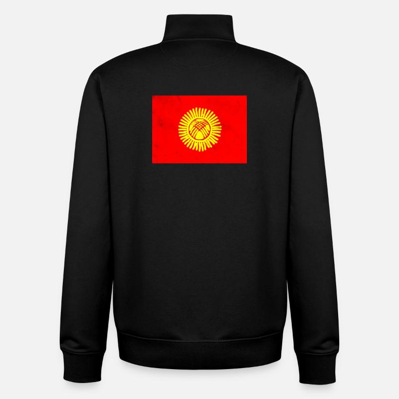 Drapeau du Kirghizistan - Sweat zippé unisexe en coton bio Stanley/Stella - noir