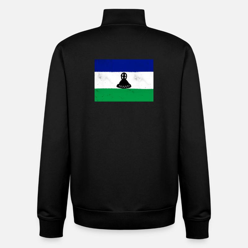 Drapeau du Lesotho - Sweat zippé unisexe en coton bio Stanley/Stella - noir