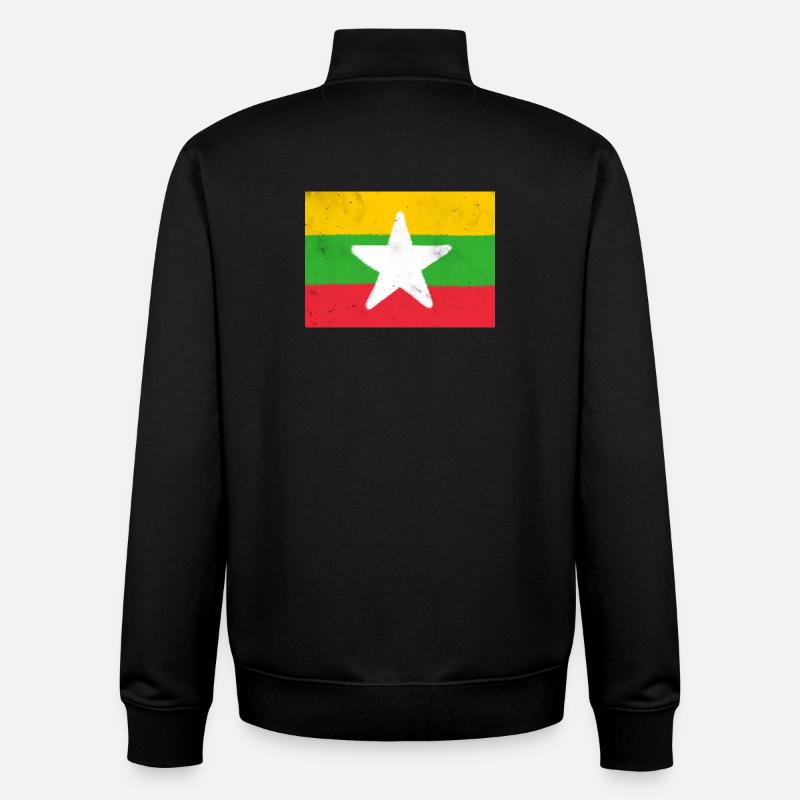 Drapeau du Myanmar - Sweat zippé unisexe en coton bio Stanley/Stella - noir