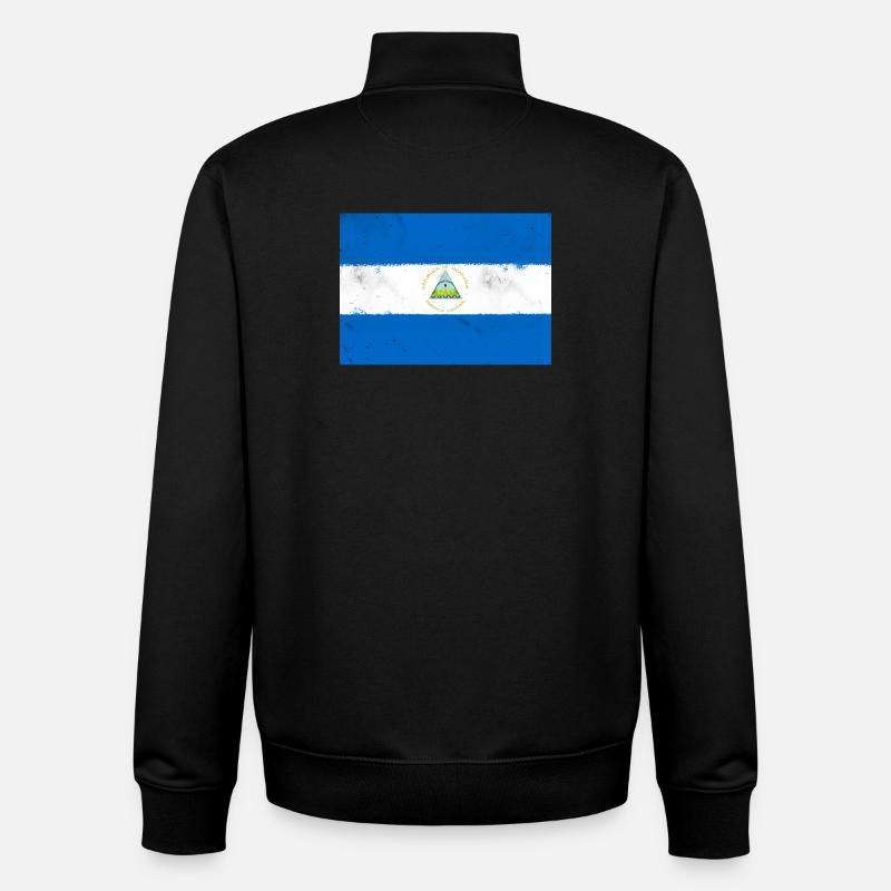 Drapeau du Nicaragua - Sweat zippé unisexe en coton bio Stanley/Stella - noir