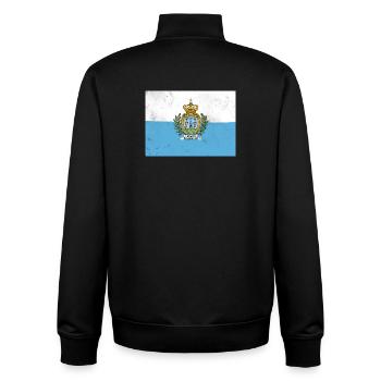 Drapeau de Saint-Marin - Sweat zippé unisexe en coton bio Stanley/Stella - noir - Dos - AI Model Male 185 light (185cm)