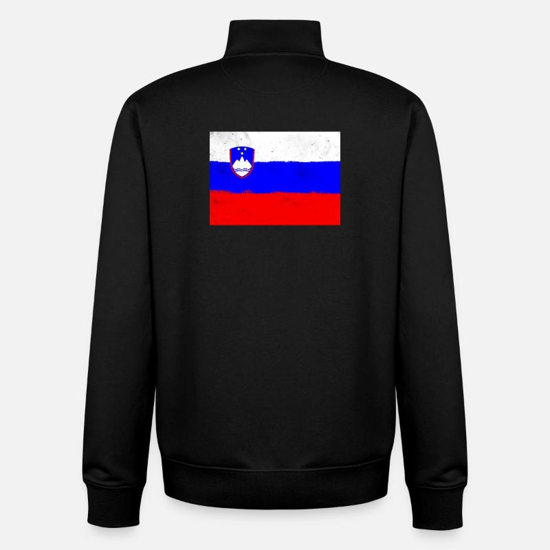 Drapeau de la Slovénie - Sweat zippé unisexe en coton bio Stanley/Stella - noir