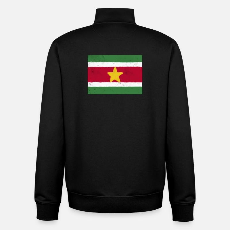 Drapeau du Suriname - Sweat zippé unisexe en coton bio Stanley/Stella - noir