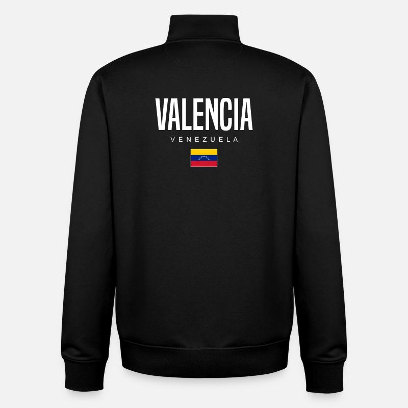 Valence, Venezuela - Sweat zippé unisexe en coton bio Stanley/Stella - noir