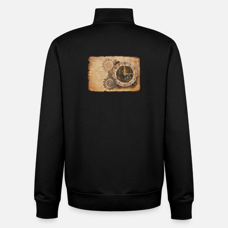 Mécanisme d'horlogerie Steampunk - Sweat zippé unisexe en coton bio Stanley/Stella - noir