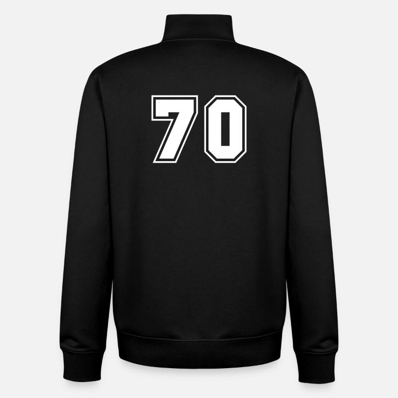 Numéros sportifs Design 70 - Sweat zippé unisexe en coton bio Stanley/Stella - noir