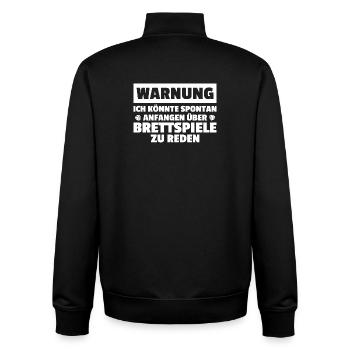 Warning: Board game, board game - Unisex Organic Zip Sweatshirt by Stanley/Stella - black - Back - AI Model Male 185 light (185cm)