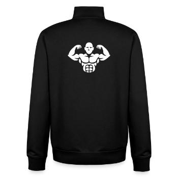 Bodybuilder Silhouette – Muscle Power Design - Unisex Organic Zip Sweatshirt by Stanley/Stella - black - Back - AI Model Male 185 light (185cm)