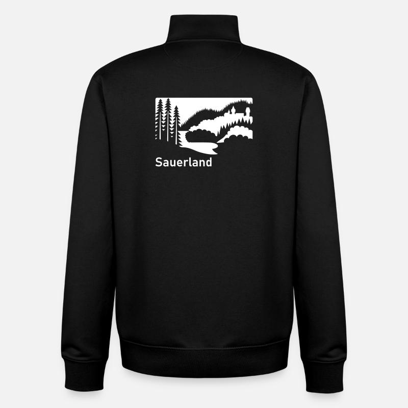 Sauerland silhouette paysage panneau routier - Sweat zippé unisexe en coton bio Stanley/Stella - noir