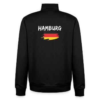 Hambourg, Allemagne, Drapeau - Sweat zippé unisexe en coton bio Stanley/Stella - noir - Dos - AI Model Male 185 light (185cm)