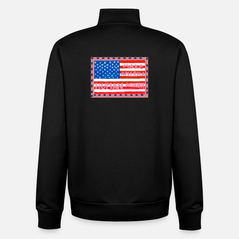 MAKE_AMERICA_HUMAN_AGAIN _A5 - Sweat zippé unisexe en coton bio Stanley/Stella - noir