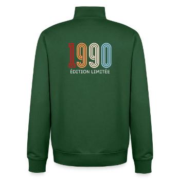 1990 Limited Edition Vintage - Unisex Organic Zip Sweatshirt by Stanley/Stella - bottle green - Back - AI Model Male 185 dark (185cm)