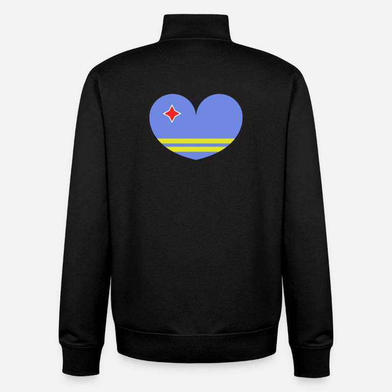 Cœur du drapeau d’Aruba - Sweat zippé unisexe en coton bio Stanley/Stella - noir