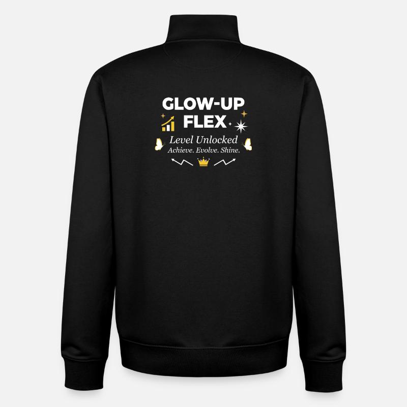 Glow-Up Flex Level Unlocked Personal Growth - Unisex Organic Zip Sweatshirt von Stanley/Stella - Schwarz