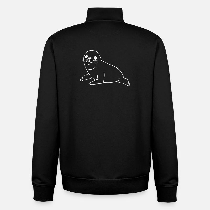 Robbe weiß Seehund - Unisex Organic Zip Sweatshirt von Stanley/Stella - Schwarz