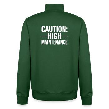 Caution: High Maintenance - Unisex Organic Zip Sweatshirt by Stanley/Stella - bottle green - Back - AI Model Male 185 dark (185cm)