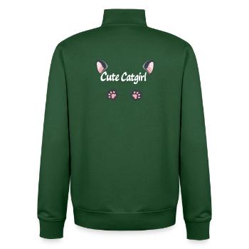 Mignonne fille-chat, expressions de chat, pattes - Sweat zippé unisexe en coton bio Stanley/Stella - vert bouteille - Dos - AI Model Male 185 dark (185cm)