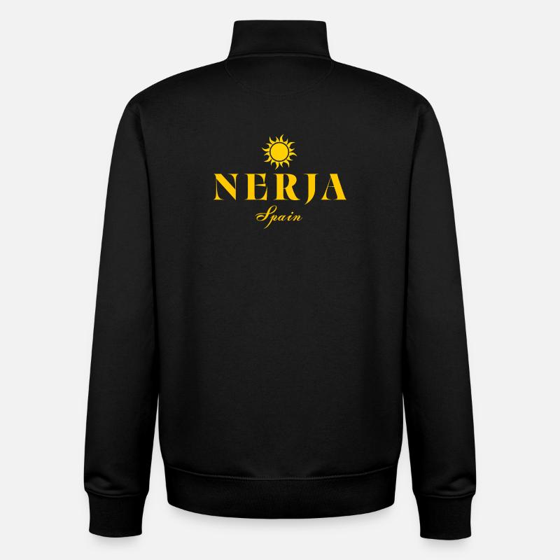 Logo Nerja Sun Espagne - Sweat zippé unisexe en coton bio Stanley/Stella - noir