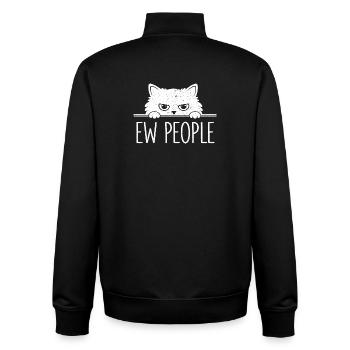 Beurk, les gens, amoureux des chats, humour félin, antisocial. - Sweat zippé unisexe en coton bio Stanley/Stella - noir - Dos - AI Model Male 185 light (185cm)