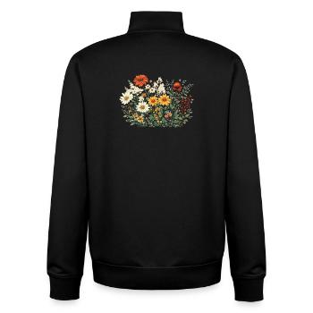 Jardin de fleurs sauvages vintage Flower Women - Sweat zippé unisexe en coton bio Stanley/Stella - noir - Dos - AI Model Male 185 light (185cm)