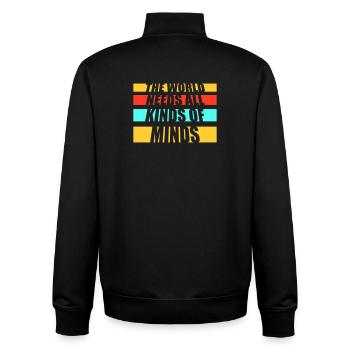 The World Needs All Kinds Of Minds Inspirierend - Unisex Organic Zip Sweatshirt von Stanley/Stella - Schwarz - Hinten - AI Model Male 185 light (185cm)