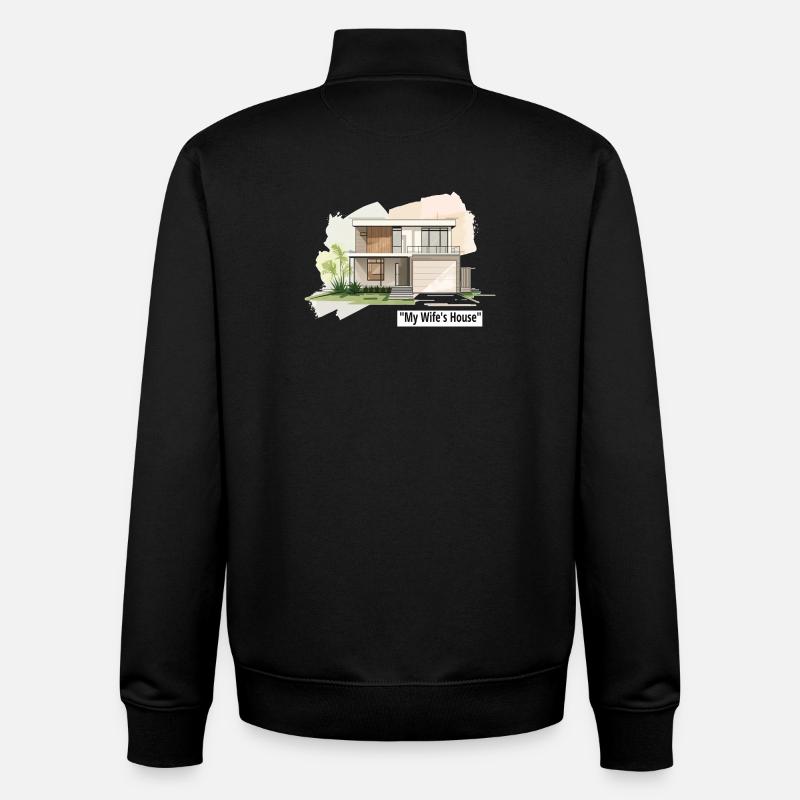 Illustration de maison familiale ultra-moderne - Sweat zippé unisexe en coton bio Stanley/Stella - noir