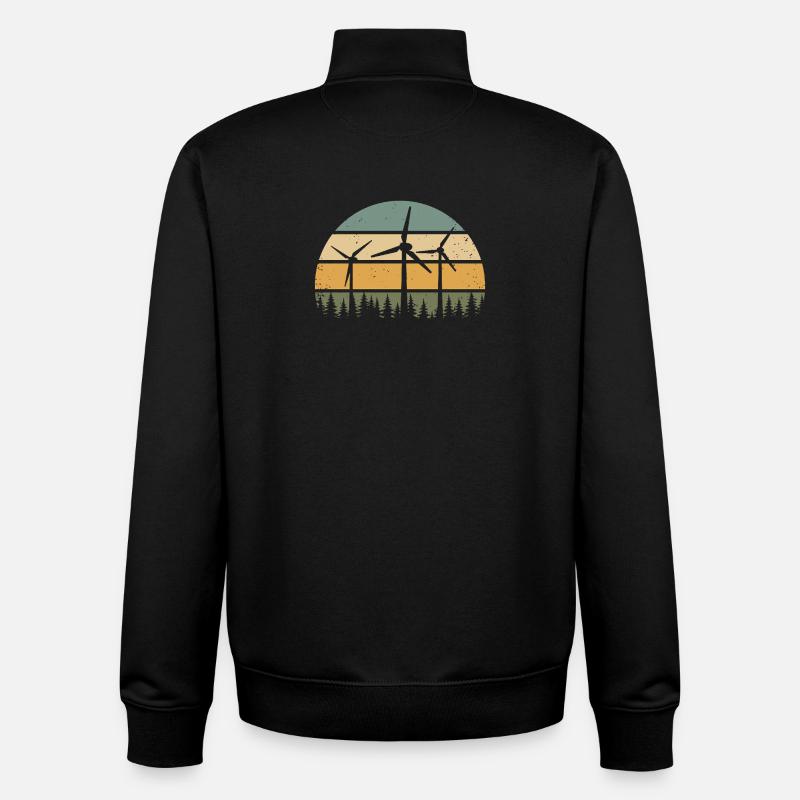 Éoliennes Éoliennes Éoliennes Éoliennes - Sweat zippé unisexe en coton bio Stanley/Stella - noir