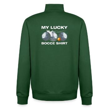 My lucky bocce petanque boules player - Unisex Organic Zip Sweatshirt by Stanley/Stella - bottle green - Back - AI Model Male 185 dark (185cm)