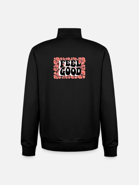 Feel Good Floral Motif - Unisex Organic Zip Sweatshirt by Stanley/Stella - black