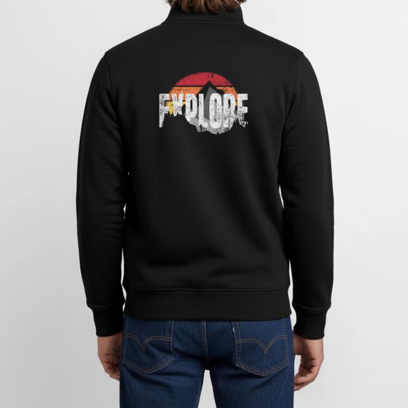 Explore Mountain Sunset Emblem Unisex Organic Zip Sweatshirt by Stanley/Stella