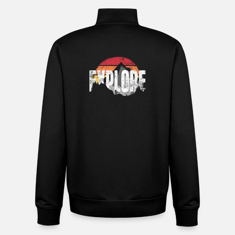 Entdecken Sie das Mountain Sunset Emblem - Unisex Organic Zip Sweatshirt von Stanley/Stella - Schwarz