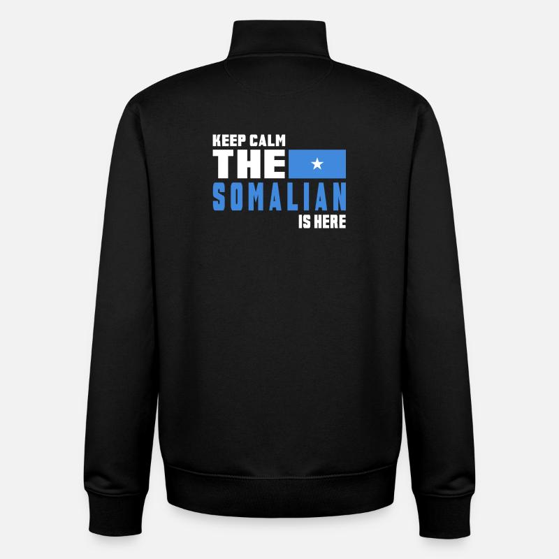 Keep calm Somalia flag design - Unisex Organic Zip Sweatshirt by Stanley/Stella - black