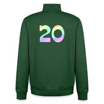 Jubiläum, 20 pastell Verlauf - Unisex Organic Zip Sweatshirt von Stanley/Stella - Flaschengrün - Hinten - AI Model Male 185 dark (185cm)