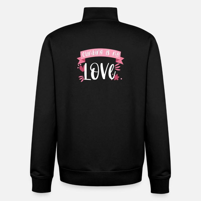 Climbing Mountaineering Mountains Love Gift - Unisex Organic Zip Sweatshirt by Stanley/Stella - black