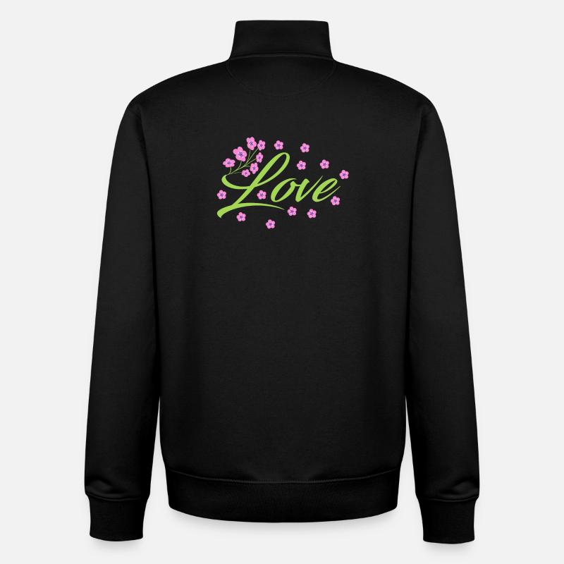 Amour - Fleurs - Sweat zippé unisexe en coton bio Stanley/Stella - noir