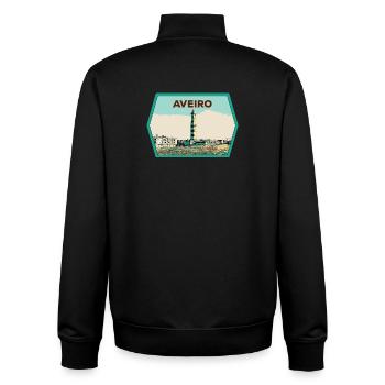 Phare de la Lagune d'Aveiro Illustration originale - Sweat zippé unisexe en coton bio Stanley/Stella - noir - Dos - AI Model Male 185 light (185cm)